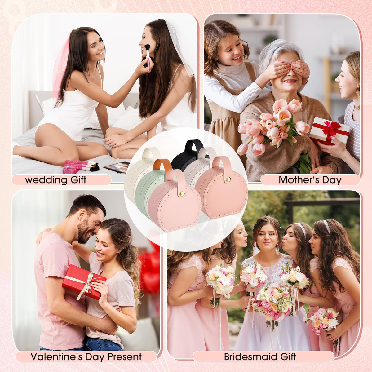 Nosiny 18 Pcs Jewelry Case Travel Small Jewelry Box for Women PU Leather Portable Mini Travel Box for Earrings Rings Necklaces Bracelets Gift Organizer for Wedding Bridesmaid Proposal
