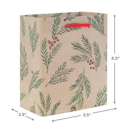 Hallmark 6" Small Holiday Gift Bags (8 Bags: Winter Foliage, Rustic Snowman, "Joy" on Red, Black and White Trees) for Gift Cards, Winter Wedding Party Favors, Teacher Presents