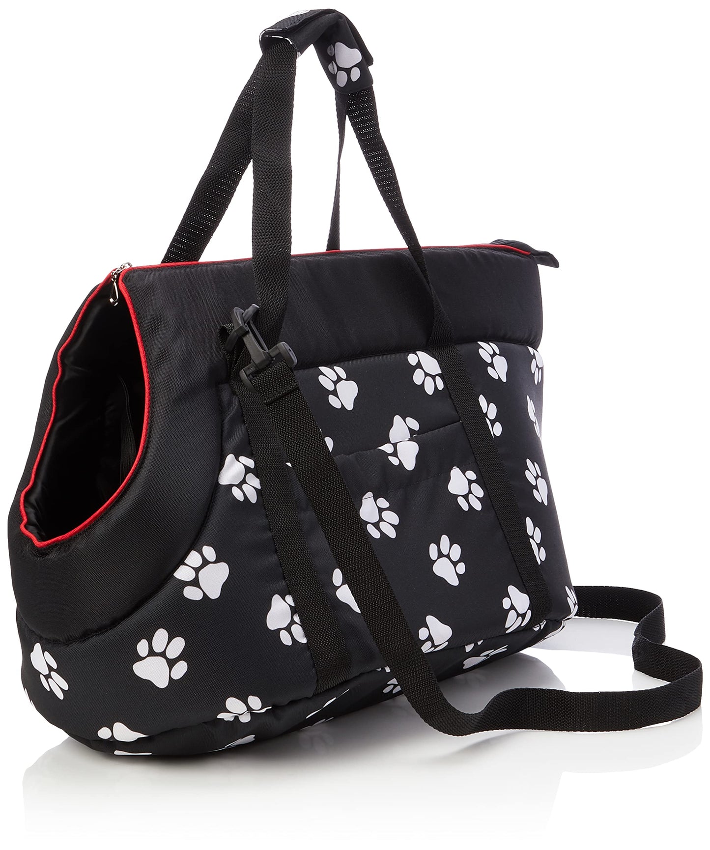 Hobbydog Transport Bag for Dogs and Cats, Size 3, Black with Paws Print