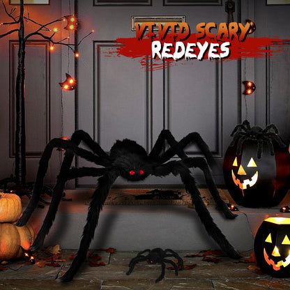 Giant Spider 6.6 Ft + 0.98 Ft*2, Halloween Decorations 78" Fake Halloween Decor Spiders Large, Furry Spiders for Outdoor Indoor Yard Home Costumes Party House Décor, 3 Pack