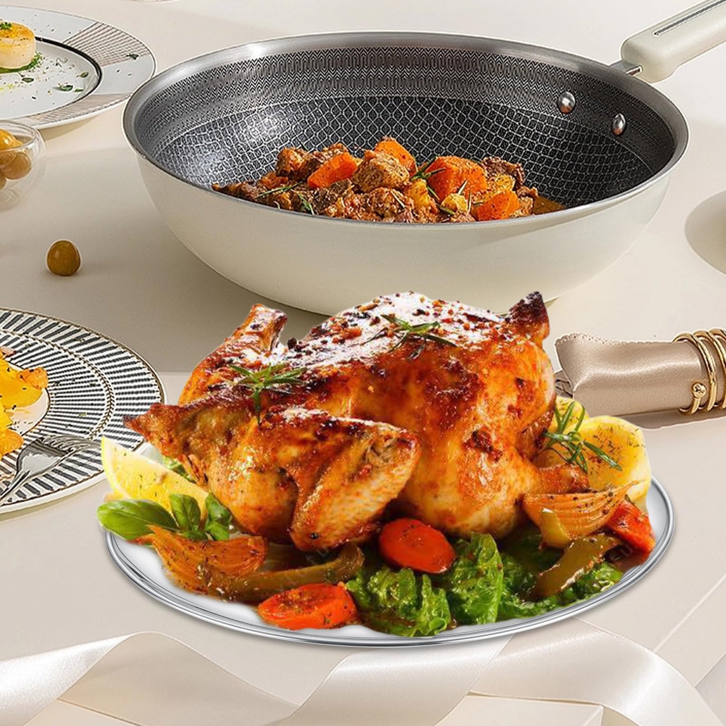 AKOLAFE 10PCS Sizzle Platter for Serving Food Medium Serving Trays for Party Buffet Oval Serving Platter Set Silver Tray Decorative Metal Trays Stainless Steel Tray Long Sizzler Plates for Sushi Snack