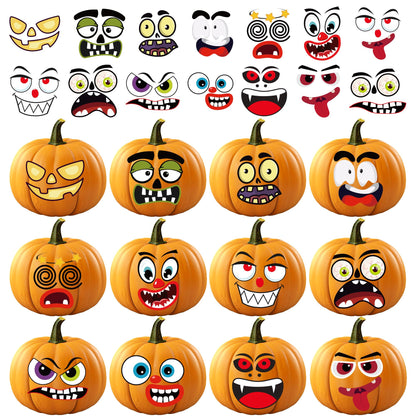 OHOME Halloween Party Favors - 36 Pack DIY Pumpkin Face Stickers for Kids - Halloween Games Toys Gifts Crafts Treats Accessories - Trick-or-Treat Pumpkin Decorations Activities Party Supplies