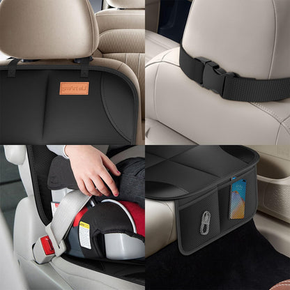 SMART ELF 2 pack Car Seat Protector - for kids, Child with Waterproof Fabric & Thickest Padded Cover & Featuring Best Size Coverage Available & Organiser Pockets - Fits Isofix