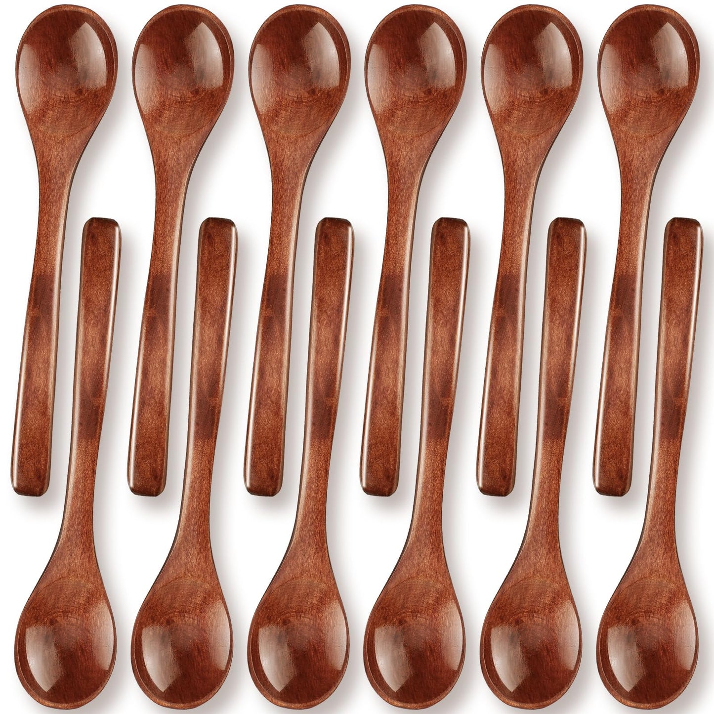 Patelai 12 Pcs 5 Inch Small Wooden Spoons for Honey Mini Little Wood Tea Spoons for Tasting Eating Serving for Cooking, Desserts, Coffee, Jars(Brown)