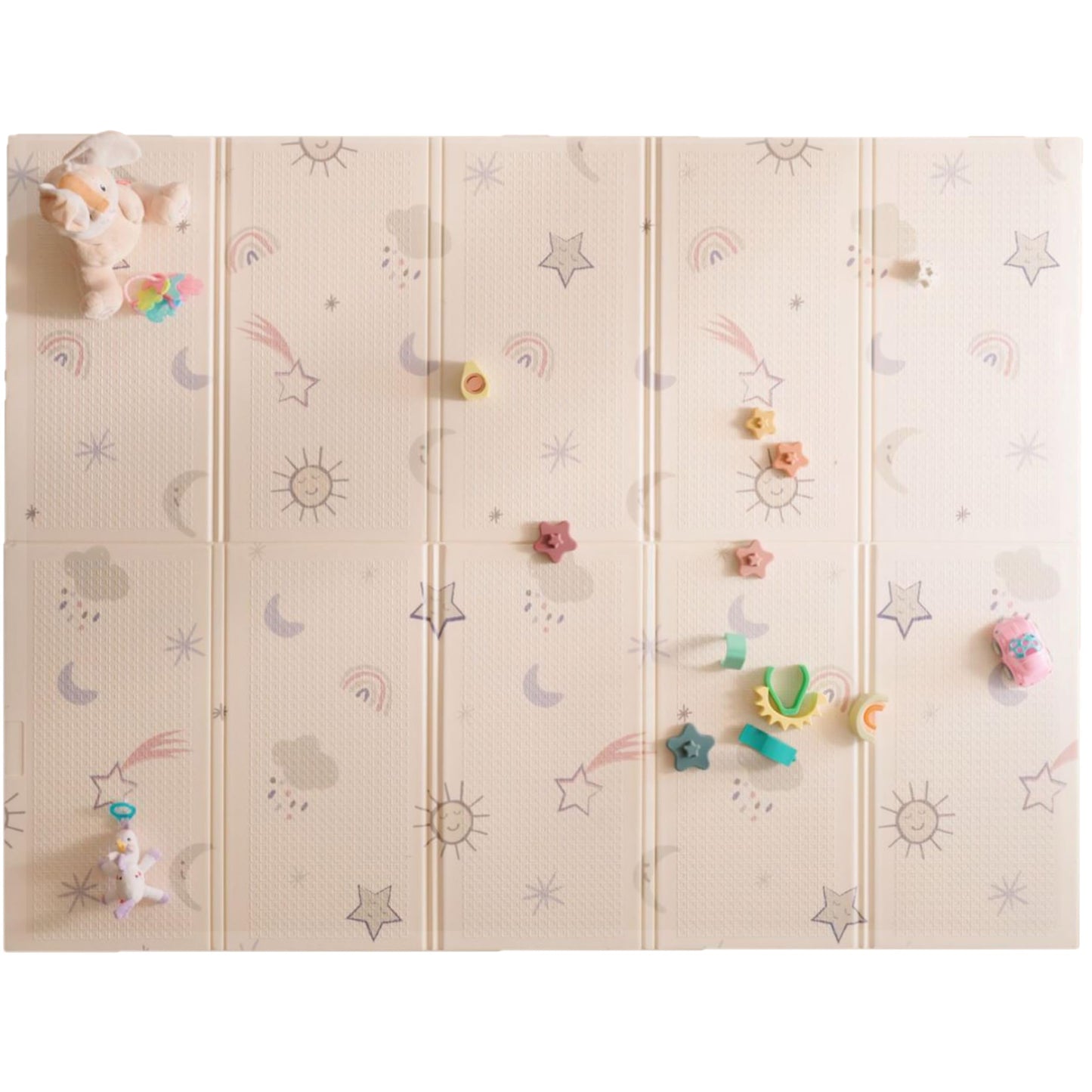 Nuby Foldable Reversible Play Mat - Easy Clean | Reversible | Waterproof | Suitable from Birth (Rainbow)