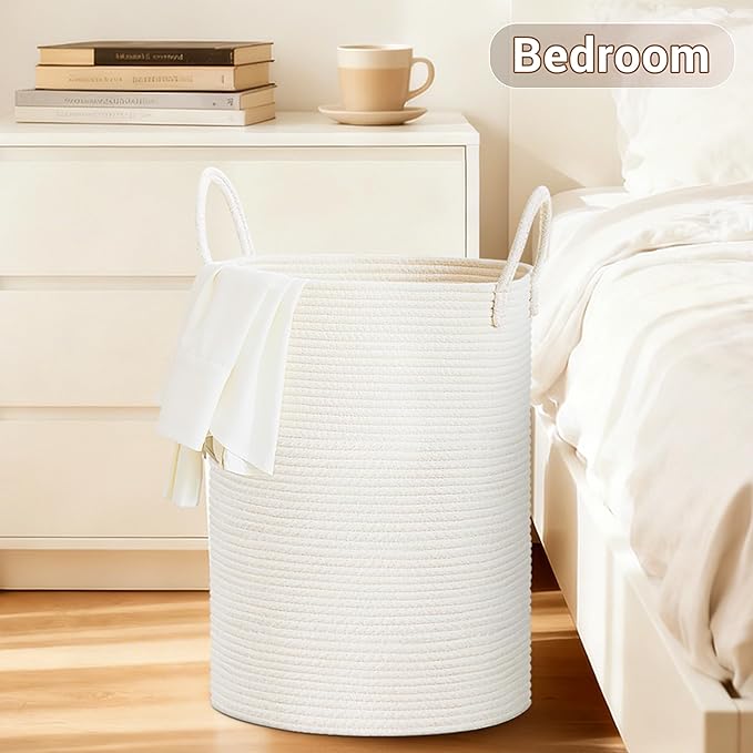 Tall Laundry Basket with Handles, 72L Portable Dirty Clothes Hamper, Boho