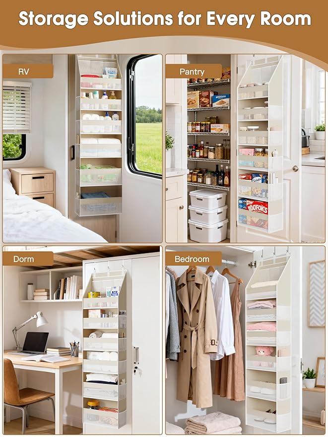 Criusia Over the Door Organizer, 6-Shelf Closet Hanging Storage