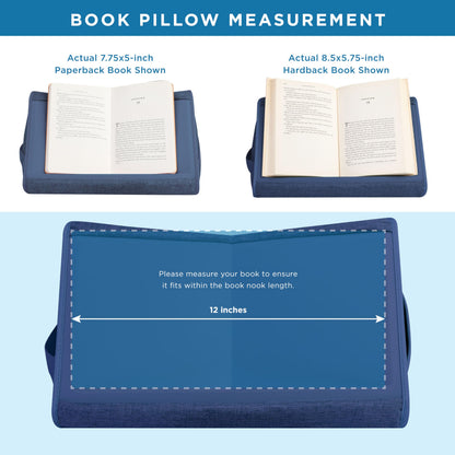 LAPGEAR Book Pillow – Lap Reading Cushion with Built-in Book Stand – Fits 6x9 Books & Similar Sizes – Denim Blue – Style No. 33203