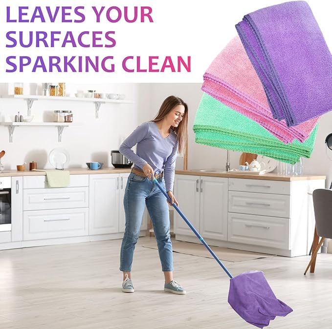 Newwiee 3 Pcs Extra Large Microfiber Cleaning Cloth 30" x 20" Washable Reusable