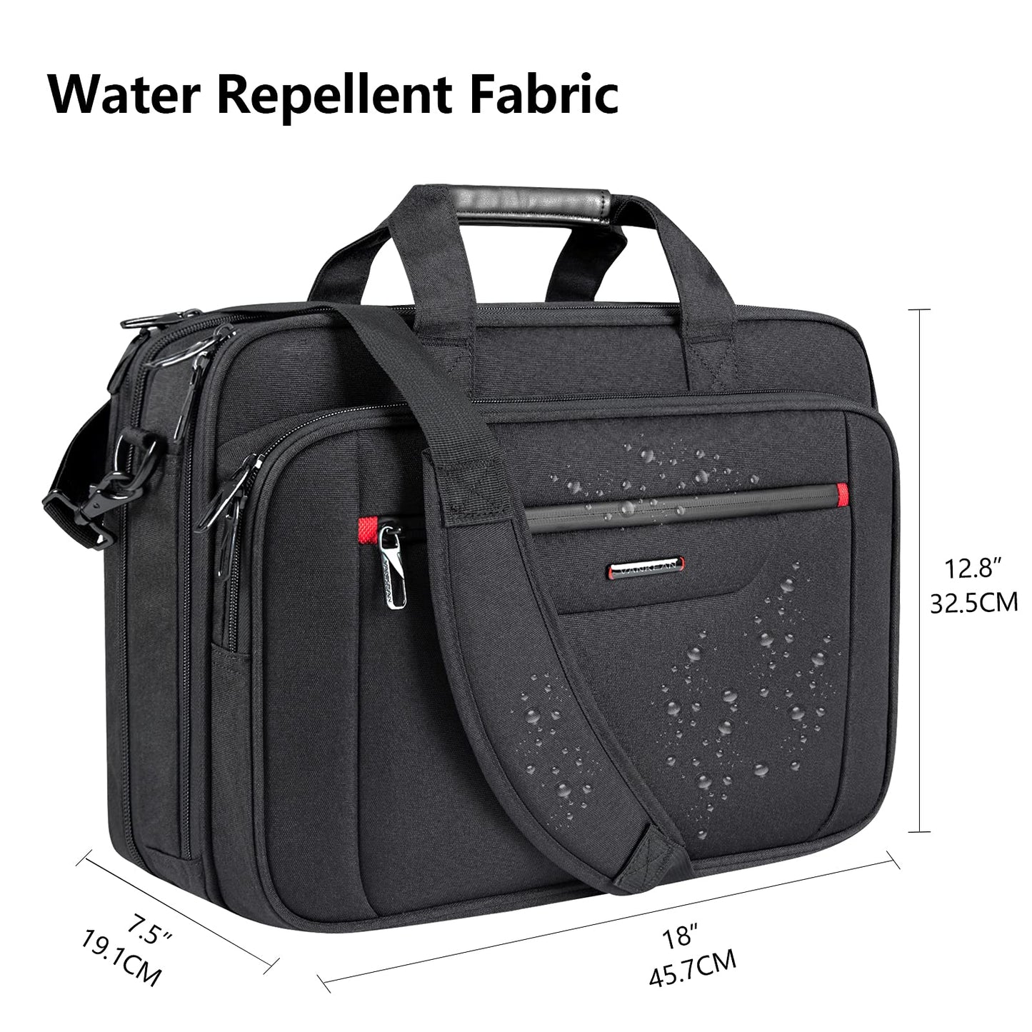 VANKEAN Laptop Briefcase Premium Laptop Case Fits 17.3 Inch Laptop Shoulder Bag Water-Repellent Messenger Bag for Men/Women Travel/Business/Black