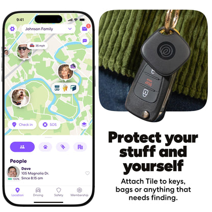 Life360 Tile Starter Pack - Bluetooth Trackers and Item Finders for Keys, Wallets & More. Both iOS and Android Compatible. Phone Finder. 2-Pack (Black Mate/Slim)