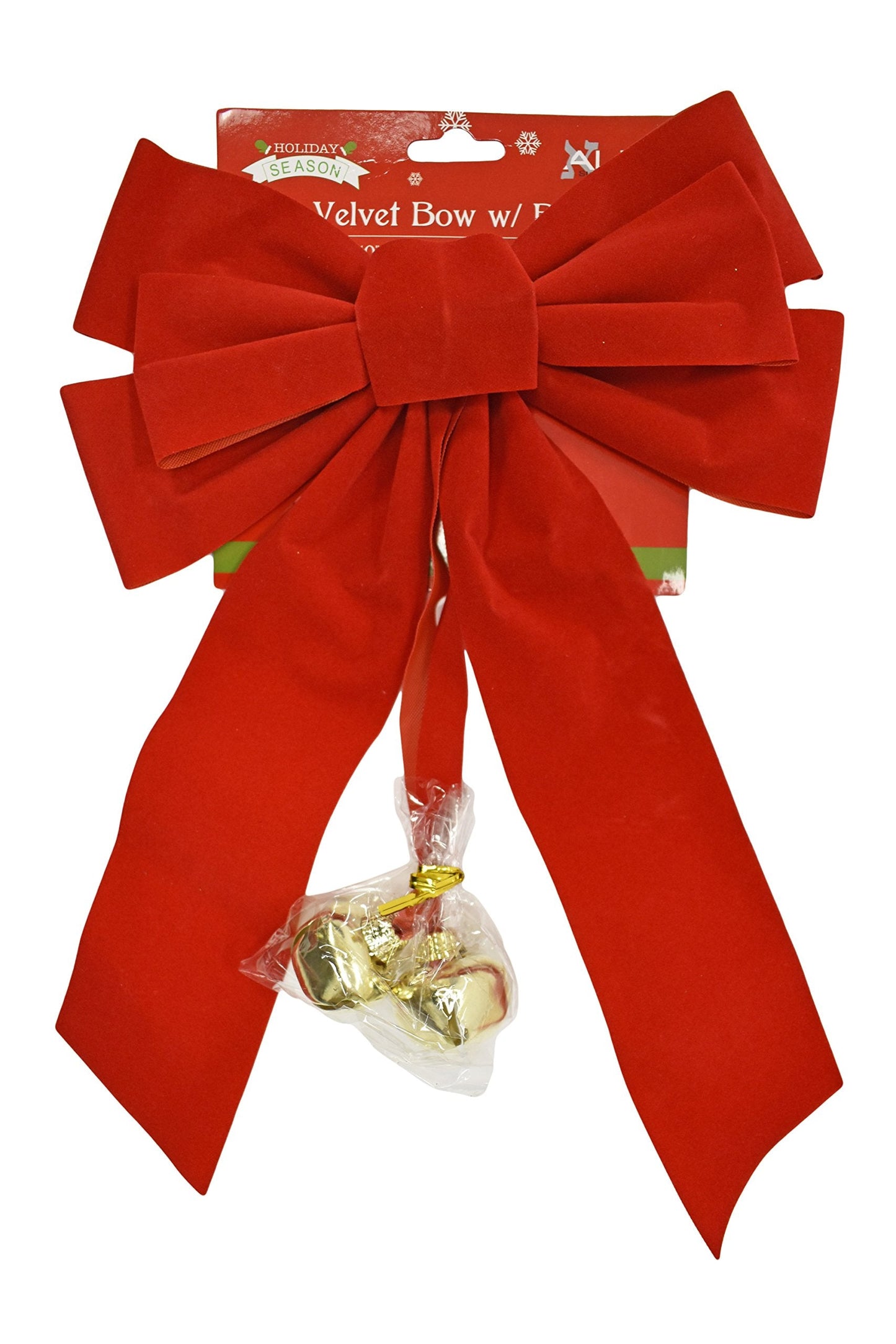 Set of 4 Red Velvet Festive Holiday Christmas Bows With Bells - Perfect as Tree Ornaments - Tree Filler - Decorative Ornaments - Perfect for Preparing for the Holidays! (4, Red Velvet With Bells)
