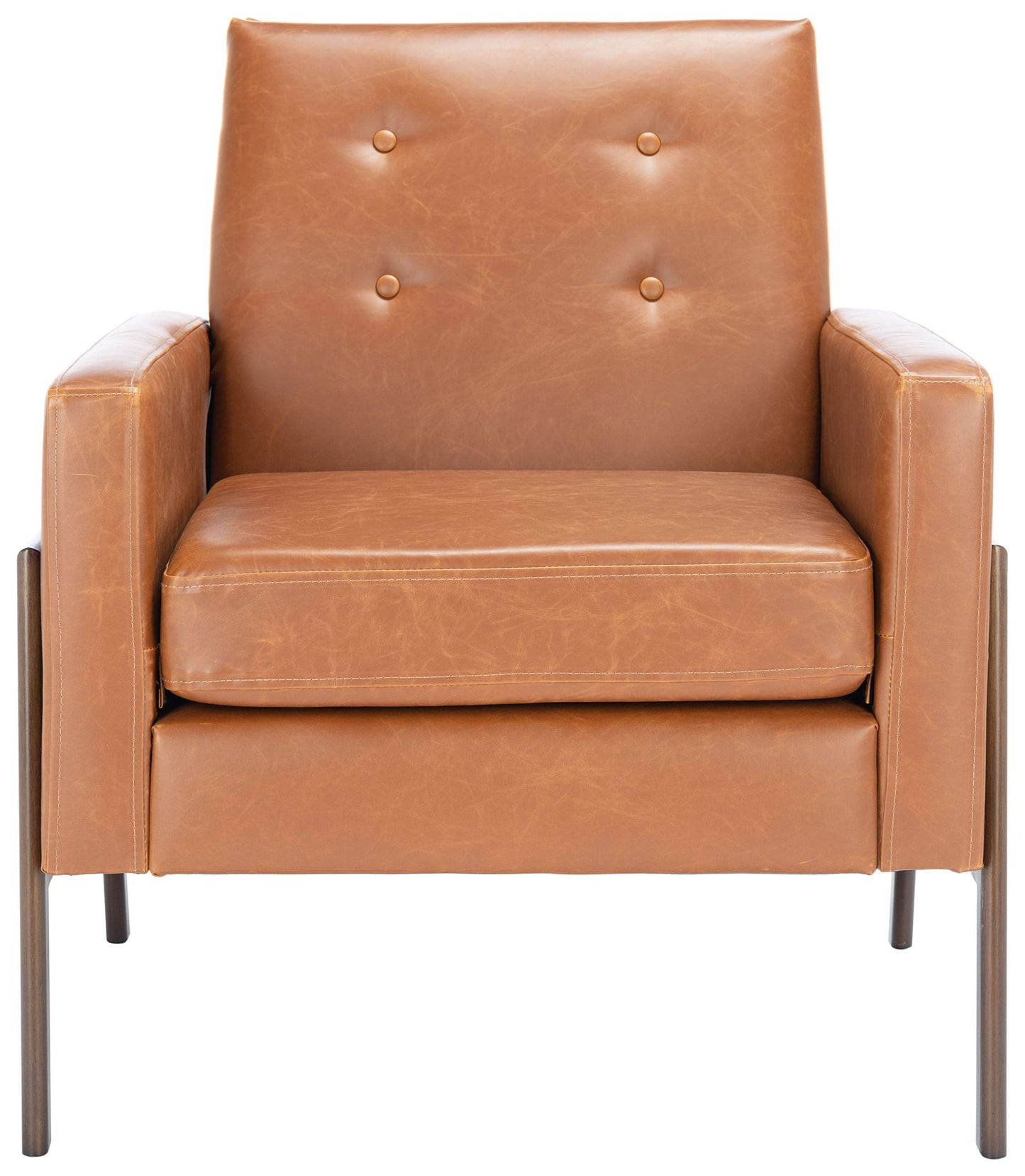 SAFAVIEH Home Collection Roald Faux Leather Sofa Accent Club Chair ACH6209C, Light Brown/Antique Coffee