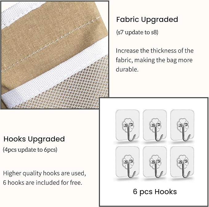 2pcs Large Wall Hanging Organizer Bag, Linen Fabric Door Hanging Storage Baskets