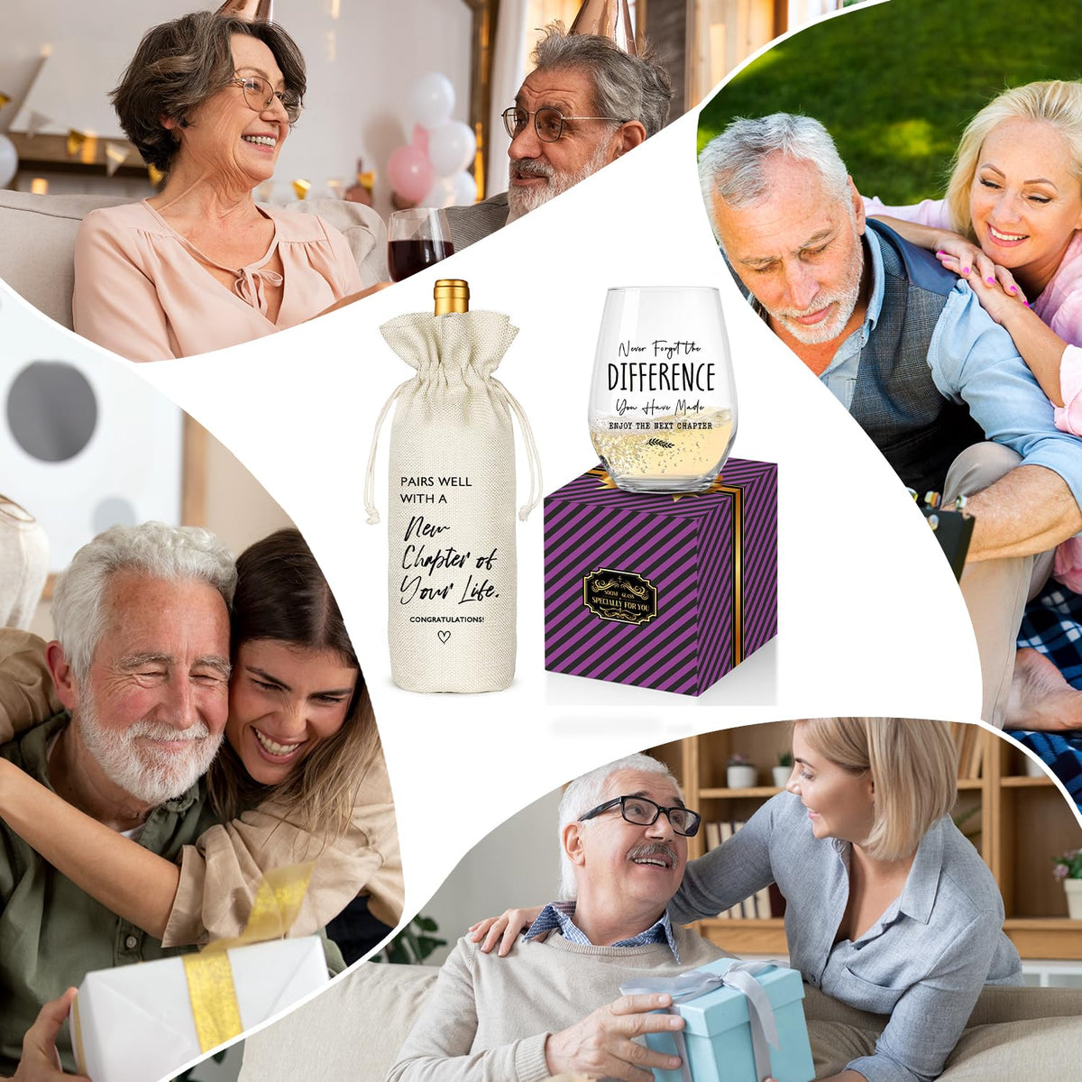 Socive New Job Gifts Wine Glass, Farewell Gifts for Coworkers Women Men, Funny New Job Glass and Wine Bag Set, Going Away Gift for Friends Boss Colleague, Pairs Well With a New Chapter of Your Life