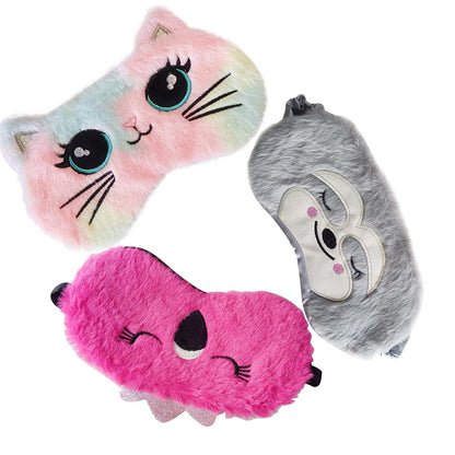 Cute Animal Sleeping Mask Soft Plush Blindfold Cute Rabbit Panda Koala Eye Cover Eyeshade for Kids Teens Girls Women (Flamingo)