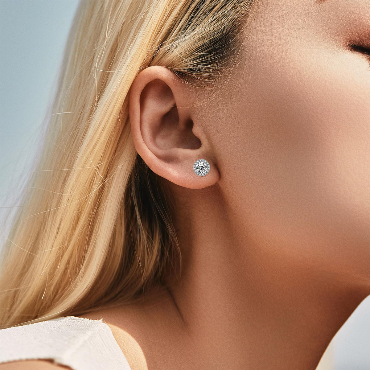 Lymphatic Earrings for Women Halolux Lymphvity Germanium Therapy Earrings Lymphatic Drainage Earring Lymph Detox Earring Cute CZ Stud (Silver)