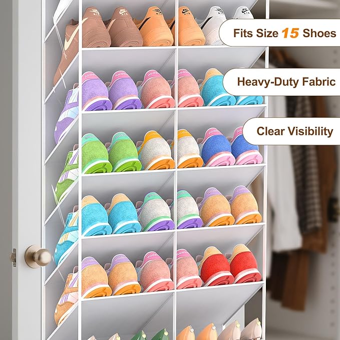 20-30 Pairs Over the Door Shoe Organizer, 10-Tier Door Shoes Rack, Handing