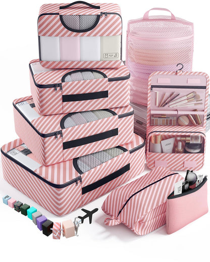 8 Set Packing Cubes for Travel Essentials, Suitcase Organizer Bags in 4 Sizes, Carry-On Luggage Accessories with Laundry Bag, Airplane Must Have, Gifts for Women Men