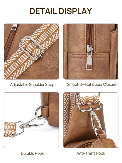 Telena Crossbody Sling Bags for Women, PU Leather Fanny Packs Cross Body Bag for Woman