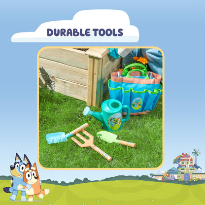 BLUEY Gardening Set | Quality Garden Tool Kit for Kids and Toddlers | Includes Watering Can, Gloves, Two Shovels, Rake and Tote Bag