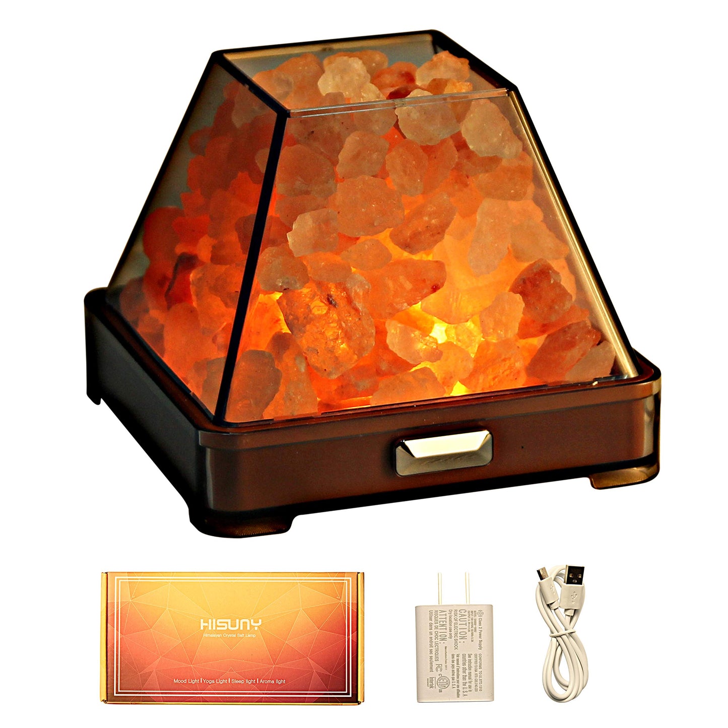 HISUNY Touch Himalayan Salt Lamp with Smart Heating Essential Oil System, 6-Way Dimmable Mini USB LED Pink Natural Salt Rock Night Lamp for Home Decor Zen Gifts Salt Therapy Yoga Spa Meditation