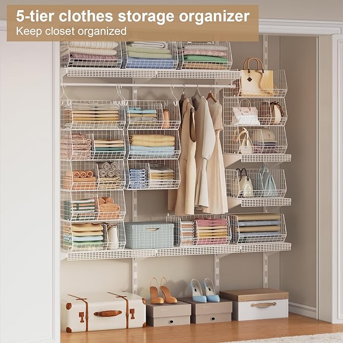 5 Tier Extra Large Closet Hanging Shelves