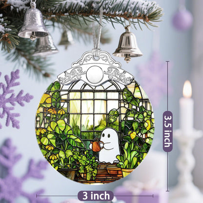Halloween Ghost Ornament, Stained Glass Christmas Decorations, Christmas Ornaments for Tree, Holiday Ornament, Plant Lovers Gifts, Holiday Party Gifts, Gift Ideas & Xmas Gift