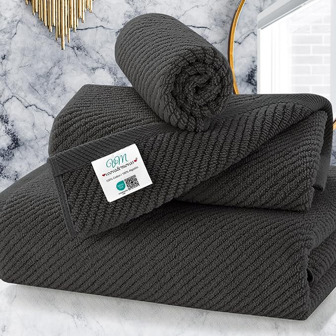 3 Piece Towel Sets for Bathroom, 1 Large Bath 30" x 56", 1 Hand 18" x 28"