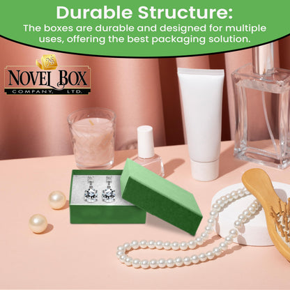 Novel Box 20 Pack Green Jewelry Gift Box 3x2.25x1in with Cotton Filled | Cardboard Jewelry Box | Gift Boxes with Lids Made in USA | Boxes for Bracelet Necklace Ring Earrings