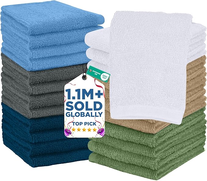 DAN RIVER 24 Pack Wash Cloths for Showering