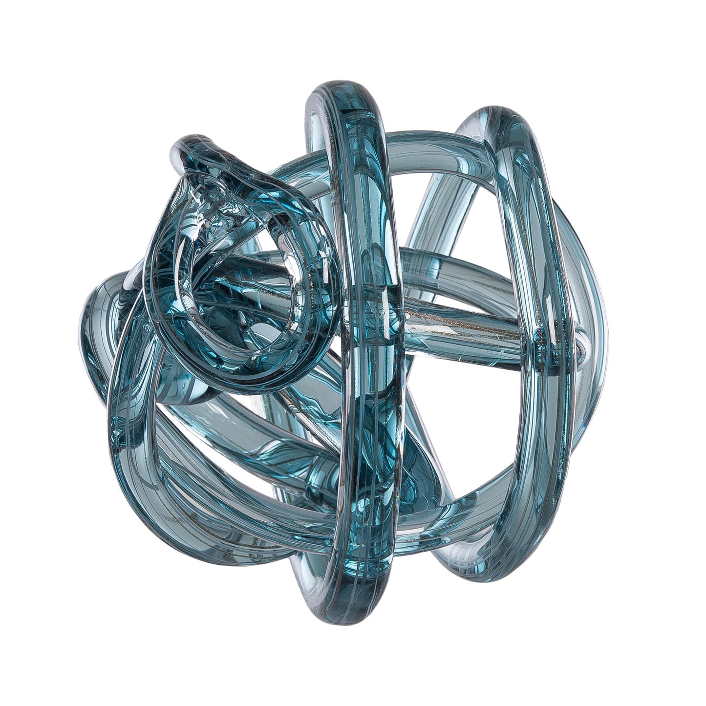 Beachcombers Large Aqua with Glitter Glass Knot Figurine, 7.9-Inch