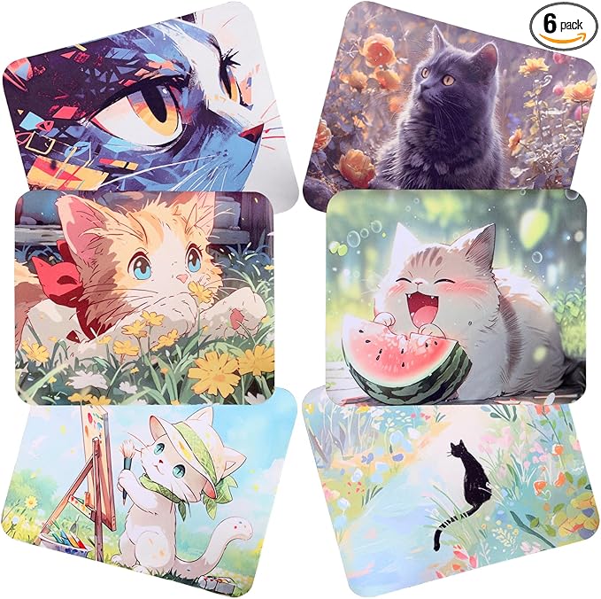 6Pcs Cute Kittys devise Premium Microfiber Cleaning Cloths,