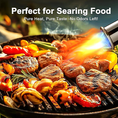 Rroetxi Powerful Propane Torch, Kitchen Cooking Torch, Culinary hand Torch Lighter, Adjustable flamethrower gun for Sous Vide Searing Steak, BBQ, Grill, Campfire Charcoal Starter