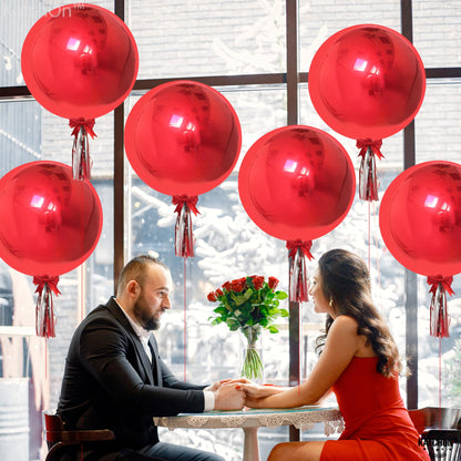 KatchOn, Red Foil Balloons - Big 22 Inch, Pack of 6 | 4D Sphere Metallic Red Balloons for Happy Birthday Decoration, Carnival Decoration, Wedding, Christmas Decorations | New Years Decorations 2026