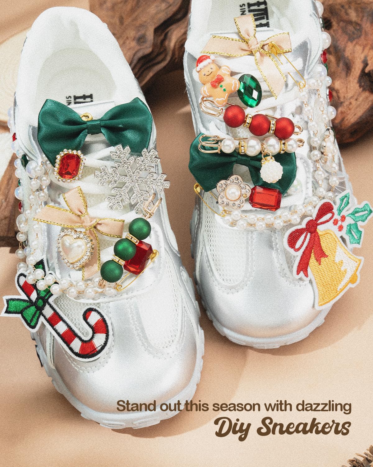 DoDoBeads Christmas Shoe & Sock Charms Kit, 86 pcs DIY Holiday Decorations with Bows, Pearls, Snowflakes, Pins – Perfect for Festive Christmas Socks, Shoes & Holiday Craft Projects