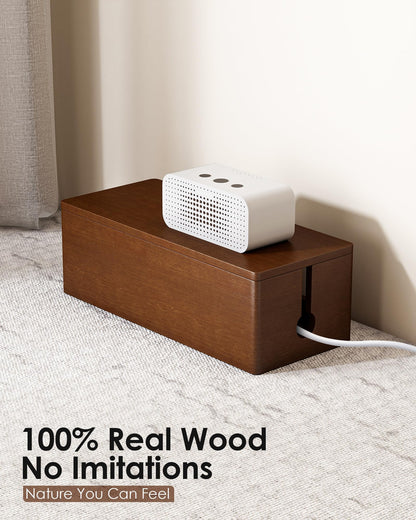 YECAYE Wooden Cable Management Box, Power Strip Cord Organizer Box, Cord Hider for Office, Living Room, Bedroom,Magnetic Lid Design, Cable Organizer for Desk, Wire Management