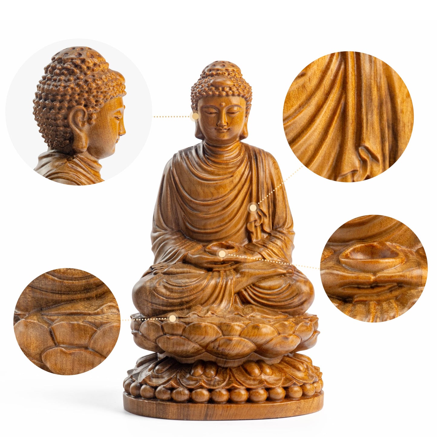 DAISYCRAFTVN Buddha Statue – Wooden Shakyamuni Buddha for Indoor Home Altar, Meditation Room Decor, Buddhist Spiritual Gifts