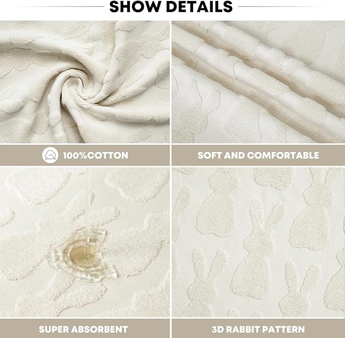Artoid Mode 1 Pc Beige 3D Rabbit Jacquard Easter Hand Towels