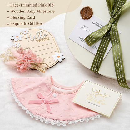 TUZT Newborn Baby Girl Gift Set, 9PCS Baby Shower Gift Box with Onesie Blanket Hand Puppet Milestone Card, New Born Essentials Birthday Present Hospital Homecoming Photography Outfit for Girls