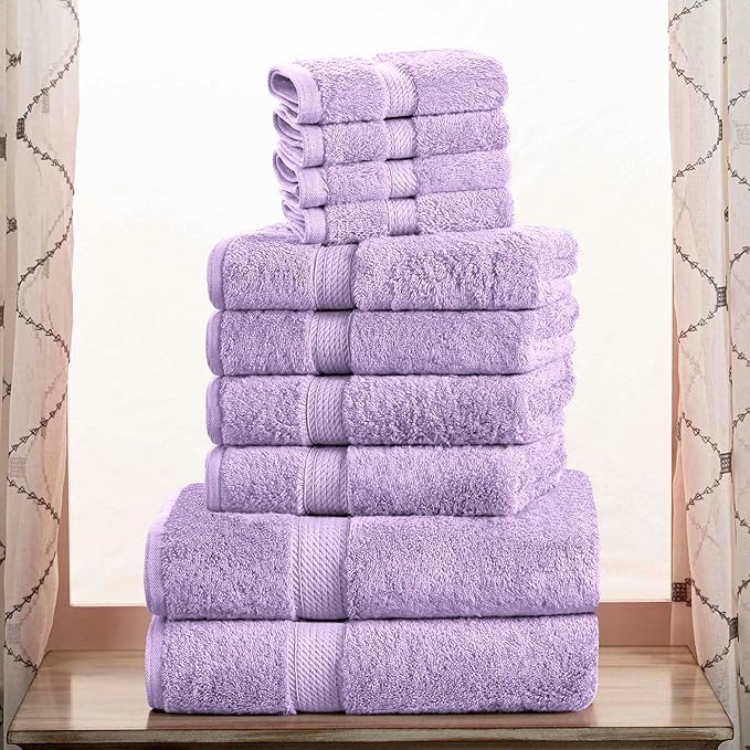 Superior Egyptian Cotton Solid Towel Set, Washcloths 13” x 13”, Hand Towels 20”
