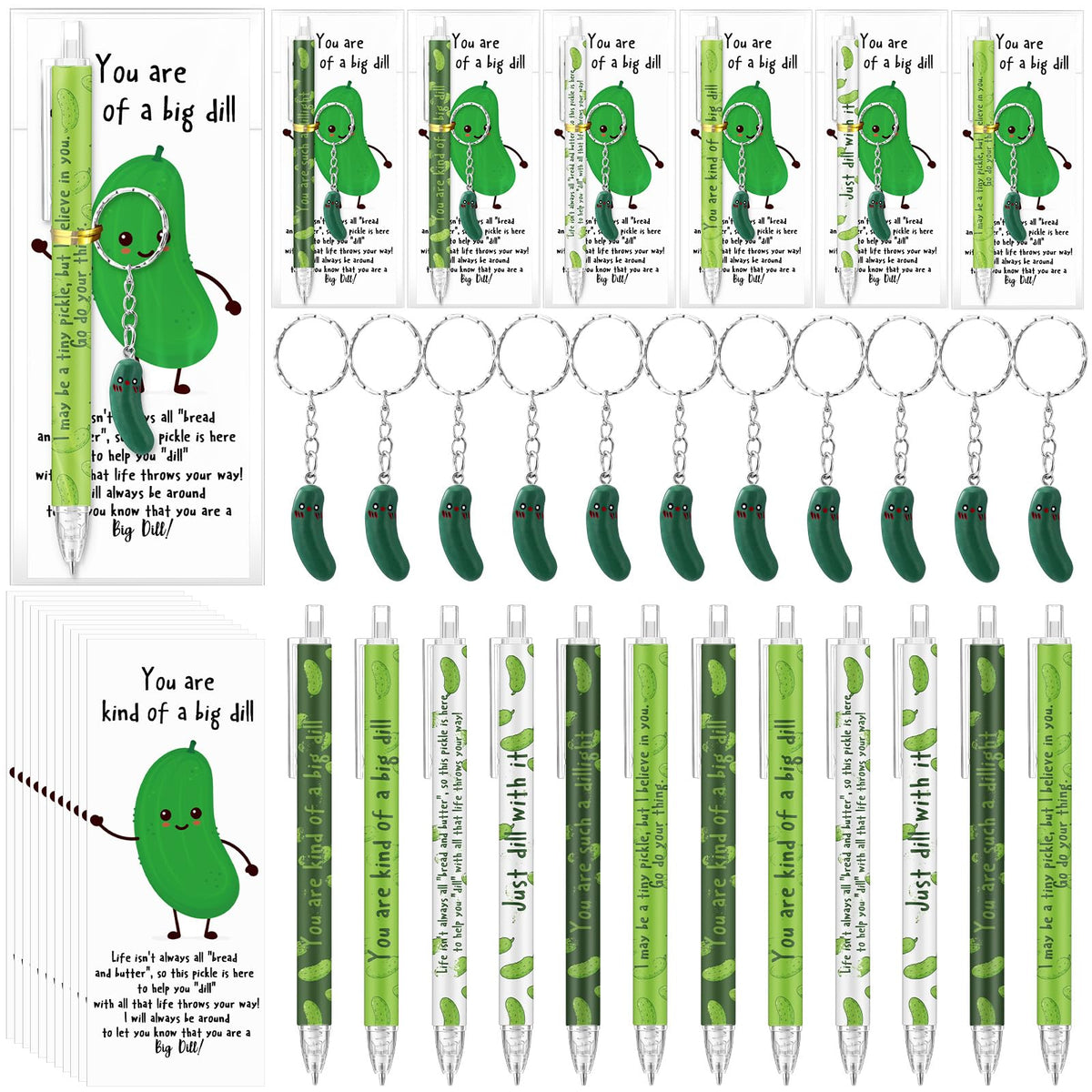 Sayglossy 12 Set Graduation Gift Bulk Appreciation Inspirational Pickle Ballpoint Pen Funny Cucumber Keychain Bookmark Emotional Support Favors for Graduation Student Teacher Volunteer Nurse Team