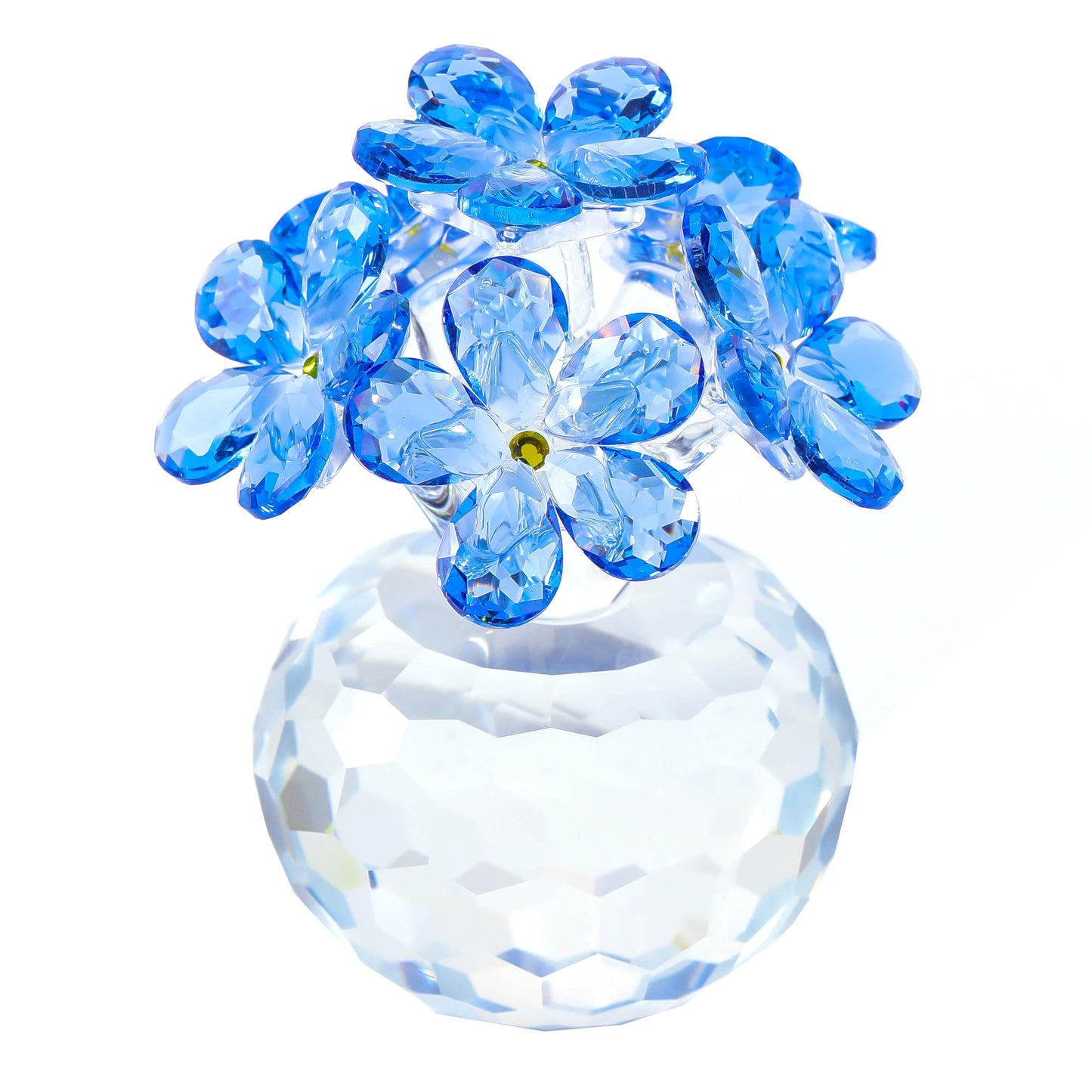 Qianwei Blue Crystal Flowers Figurine - Forget Me Not Gifts Sympathy Glass Flowers Collectible Figurines Decor Paperweight Ornament Home Office Table Desk Decorations