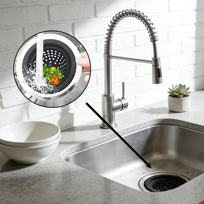 2 Pack Silicone Sink Drain Strainer | 4.5 Inch Wide Rim Filter Kitchen Strainer
