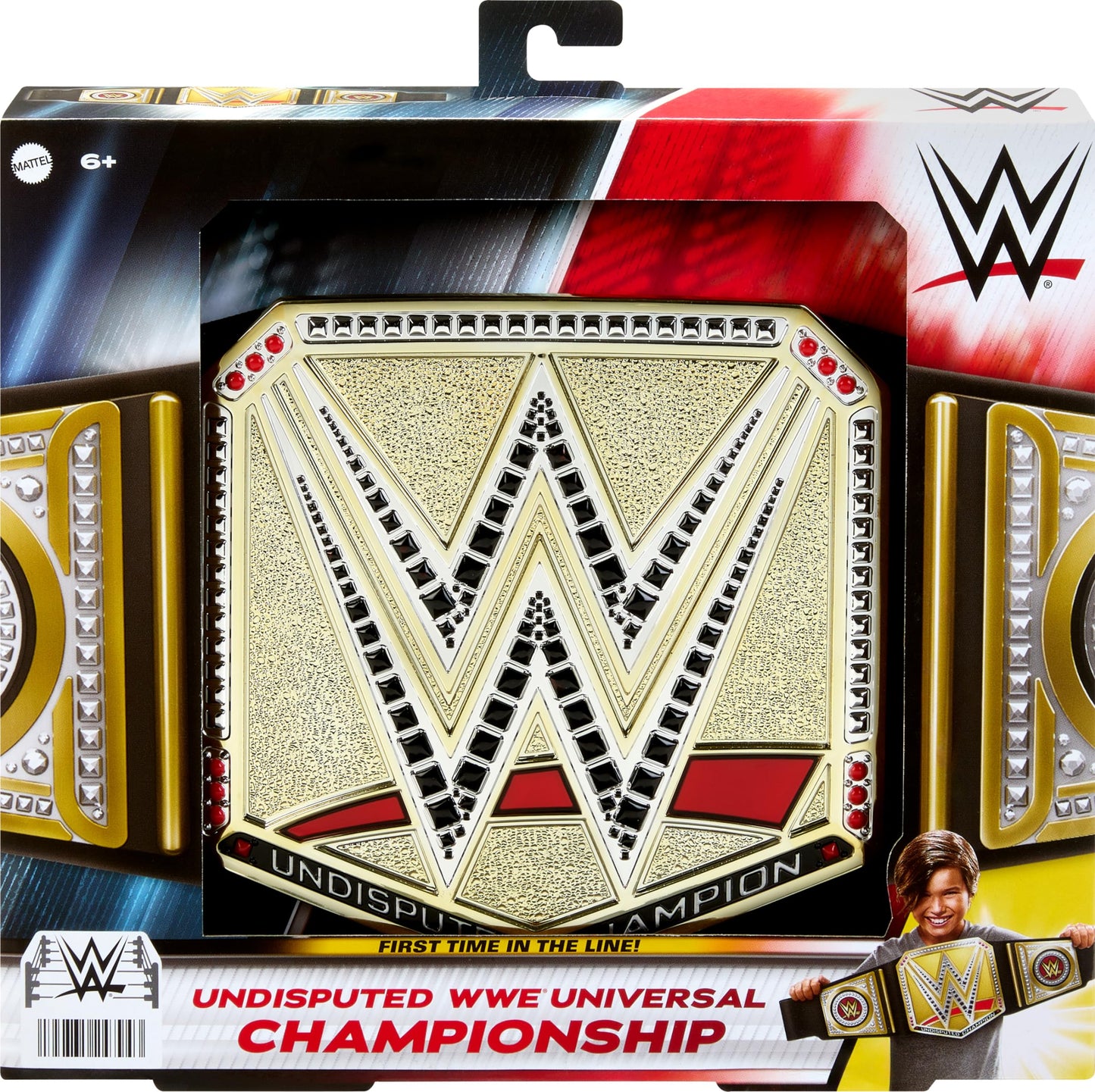 Mattel WWE Championship Title, Undisputed WWE Universal Championship Role-Play & Costume Accessory, Wearable Leather-like Belt 3+ Feet with One-Time Adjustment, HYJ35, Black