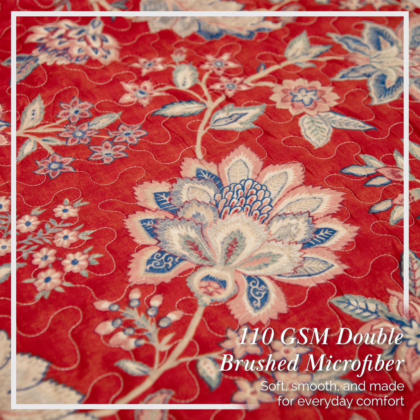 Southshore Fine Living, Inc. Oversized King Quilt Bedding Set, Jacobean Willow Floral Quilt Set with 2 Matching Pillow Shams, Lightweight California King Bed Spread, Soft Microfiber Fabric, Red