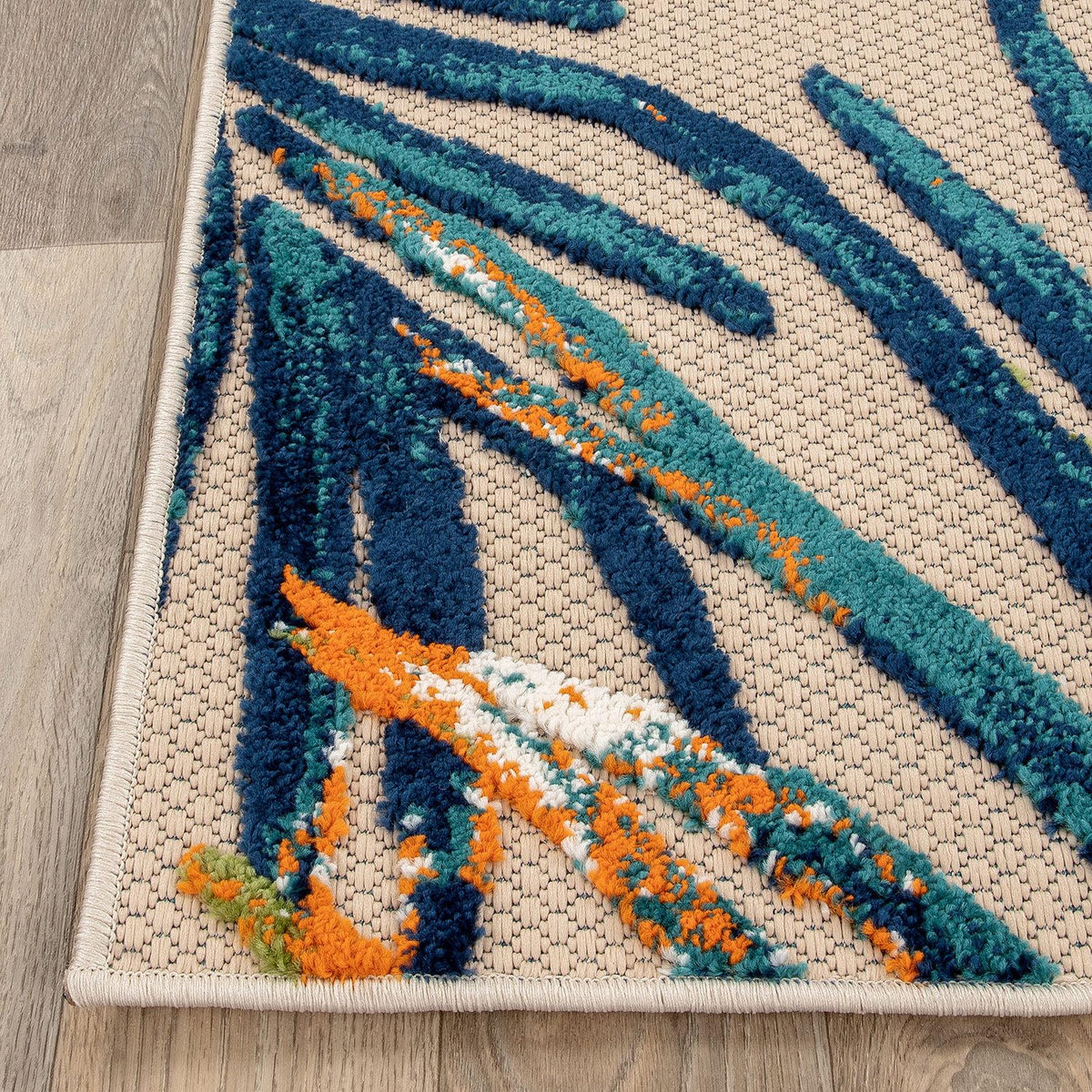 Rugshop Tropical Floral Leaves Indoor/Outdoor Area Rug Durable Polypropylene, Non-Shedding, Easy to Clean, Perfect for Patio, Backyard, Deck and Outdoor Lounge, High Traffic Areas, 5' x 7'