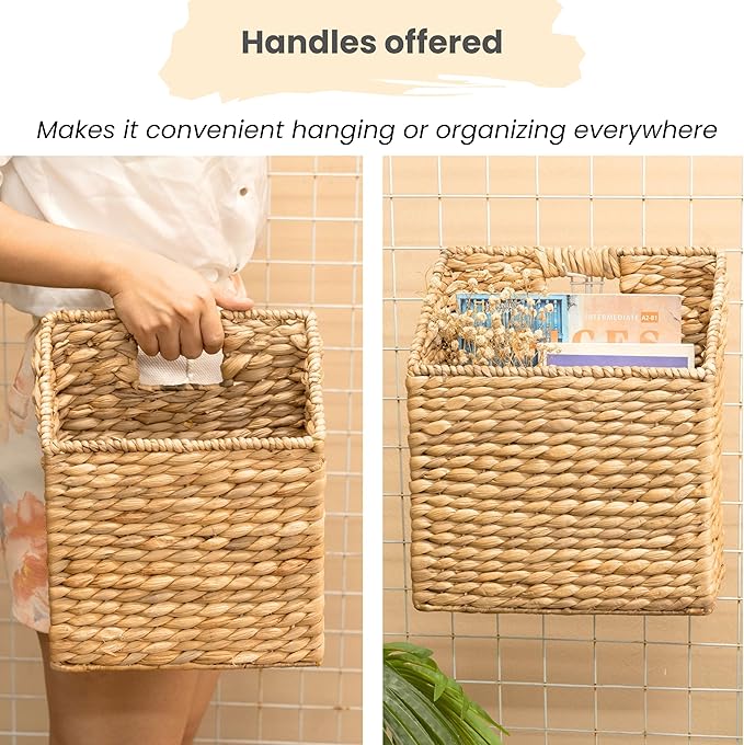 KOLWOVEN Wicker Hanging Storage Baskets, Mail Baskets