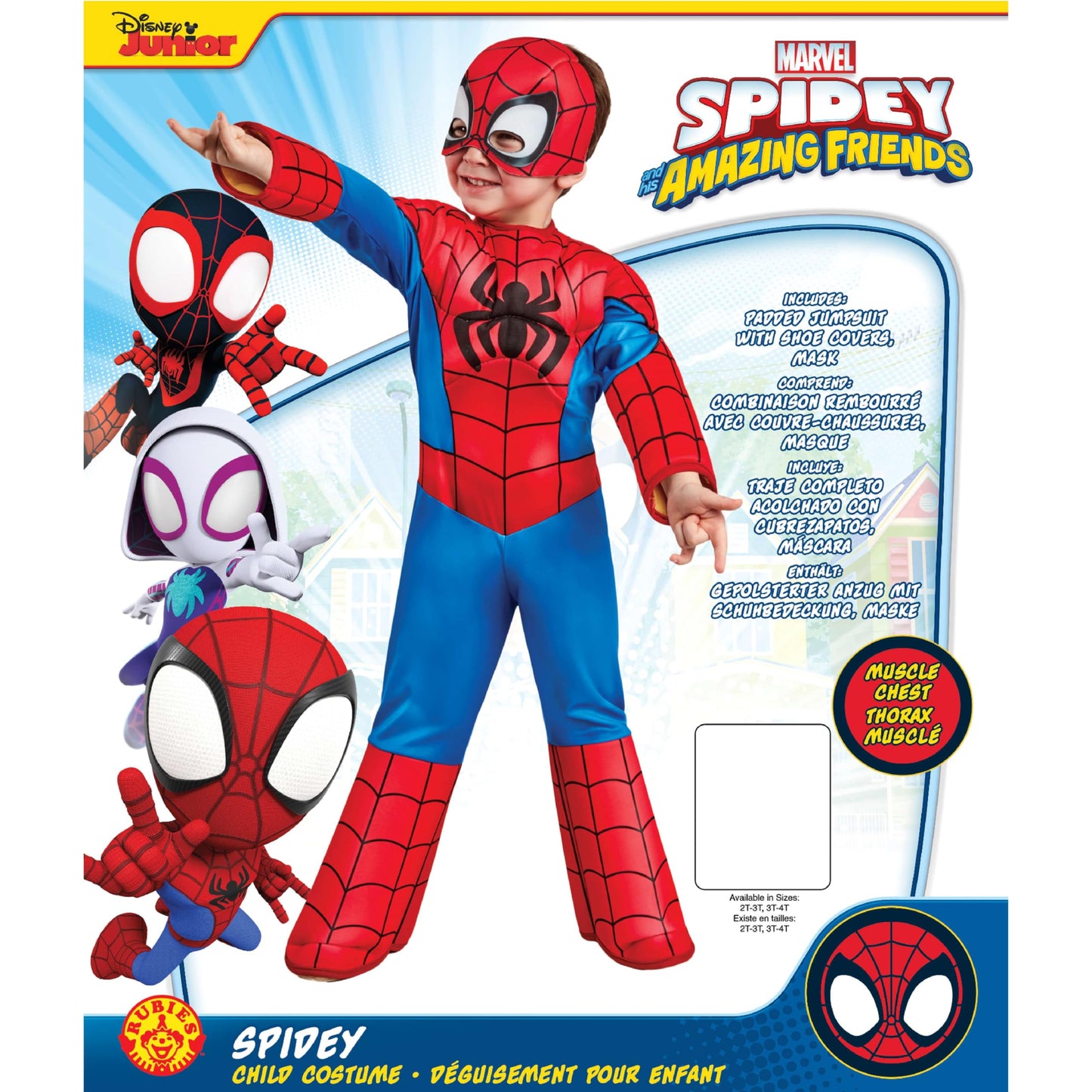 Rubies Official Marvel Spidey and His Amazing Friends Spider-Man Deluxe Toddler Costume, Kids Fancy Dress, World Book Day Halloween Halloween