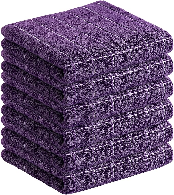 Homaxy 100% Cotton Terry Kitchen Towels, Checkered Designed, Soft and Super